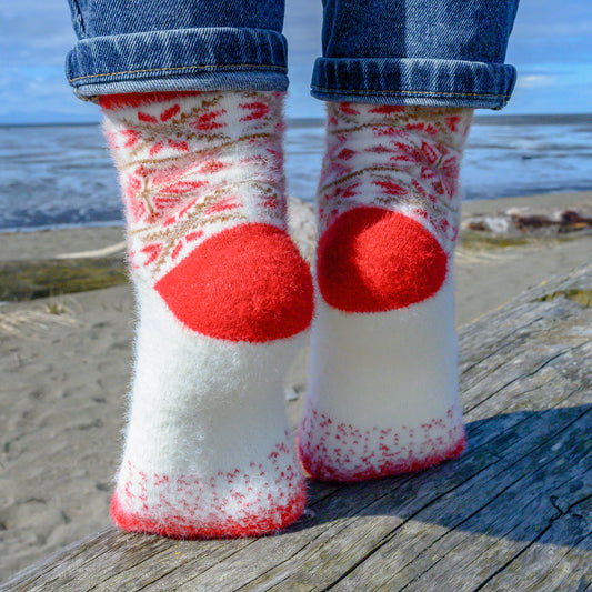 Nix Red - Ultra Soft Crew Socks | Wool & Bamboo