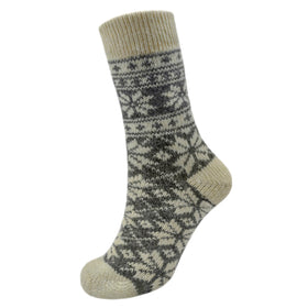 Nordic Snowflake Angora Wool Socks – Scandinavian Fair Isle Knit Socks (Acer)