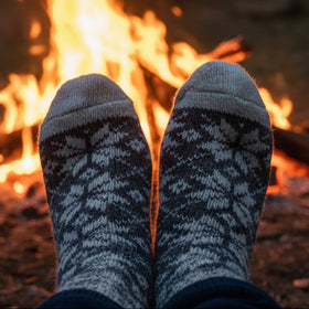 Nordic Snowflake Angora Wool Socks – Scandinavian Fair Isle Knit Socks (Acer)