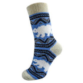 Polar Bear Angora Wool Socks – Nordic Animal Pattern Knit Socks (Aetna)