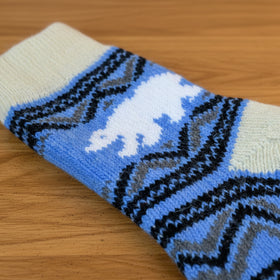 Polar Bear Angora Wool Socks – Nordic Animal Pattern Knit Socks (Aetna)