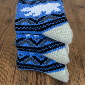 Polar Bear Angora Wool Socks – Nordic Animal Pattern Knit Socks (Aetna)