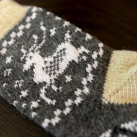 Nordic Reindeer Snowflake Angora Wool Socks – Scandinavian Pattern Knit Socks (Betula)
