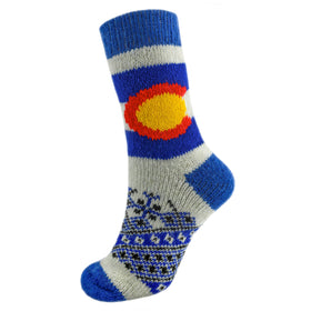 Colorado Flag Angora Wool Socks – Mountain Pattern Knit Socks (Capitol)