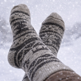 Nordic Reindeer Angora Wool Socks – Scandinavian Animal Pattern Knit Socks (Abies)