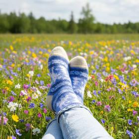 Nordic Moose Angora Wool Socks – Scandinavian Animal Pattern Knit Socks (Antero)