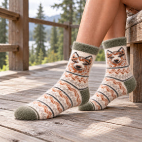 Angora Bamboo Crew Socks – Lupus Wolf Pattern