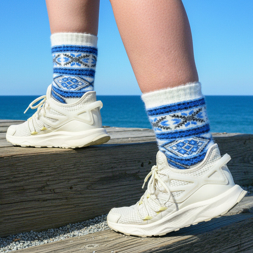 Malta Blue - Ultra Soft Crew Socks | Wool & Bamboo