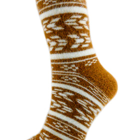 Angora Wool Socks – Ultra-Soft Knit Design Socks (Melissa Café)
