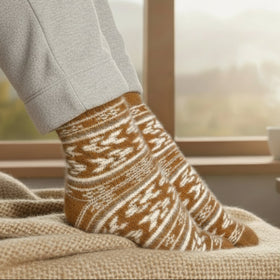 Angora Wool Socks – Ultra-Soft Knit Design Socks (Melissa Café)