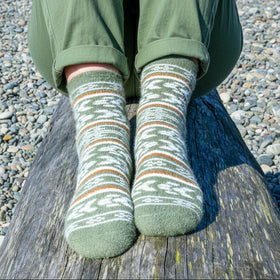 Angora Wool Socks – Ultra-Soft Knit Design Socks (Melissa Forest Green)