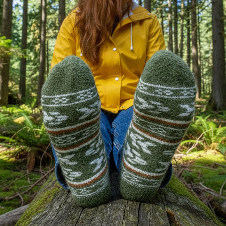 Angora Wool Socks – Ultra-Soft Knit Design Socks (Melissa Forest Green)