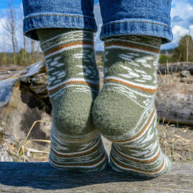 Angora Wool Socks – Ultra-Soft Knit Design Socks (Melissa Forest Green)