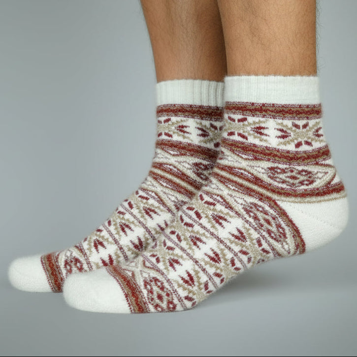Ultra-Soft Angora Wool – Fair Isle Pattern Socks (Morus)