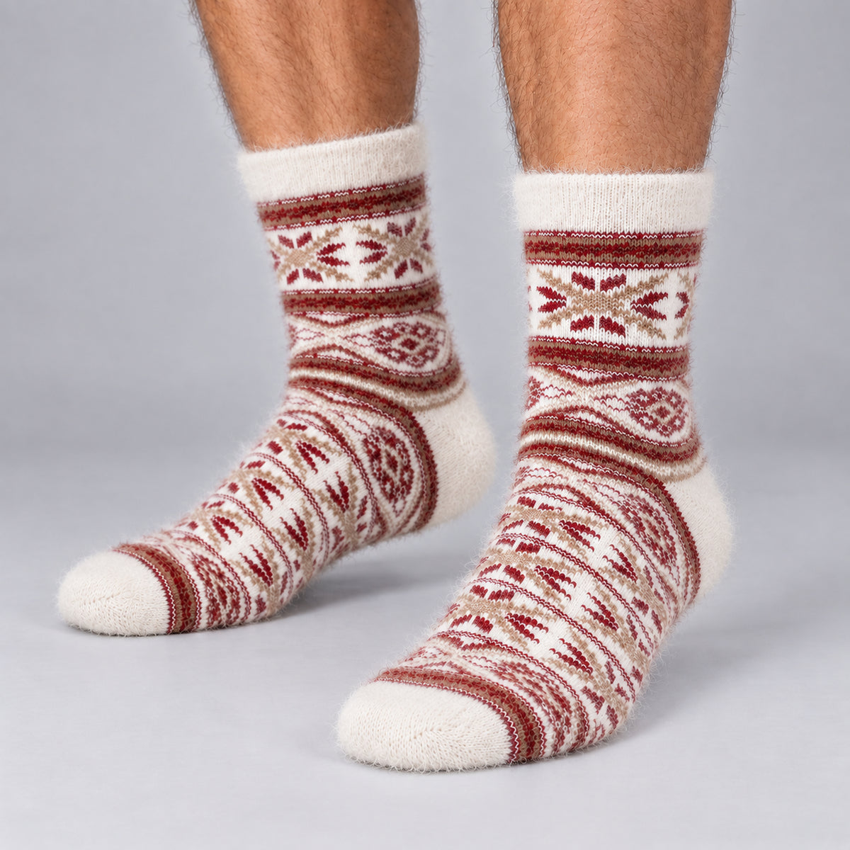 Ultra-Soft Angora Wool – Fair Isle Pattern Socks (Morus)