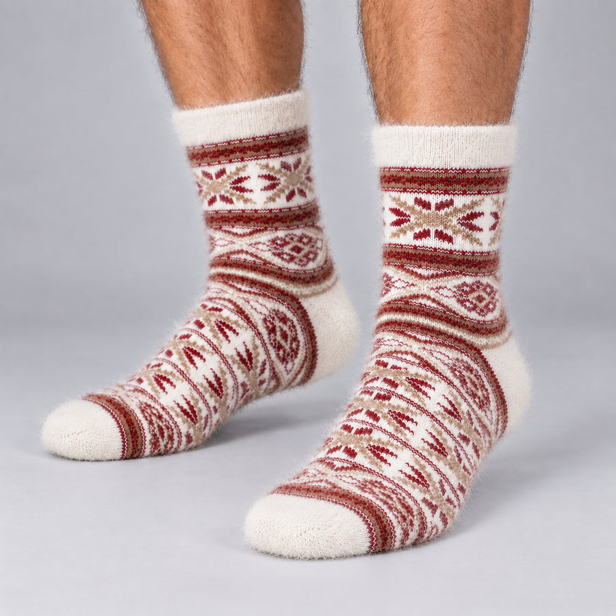 Ultra-Soft Angora Wool – Fair Isle Pattern Socks (Morus)