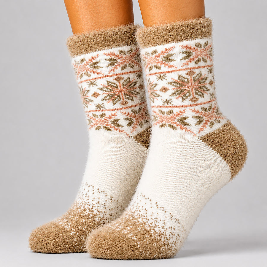 Ultra-Soft Angora Wool – Snowflake Knit Socks (Nix Café)