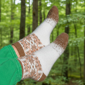 Angora Wool Socks – Ultra-Soft Snowflake Knit (Nix Brown)