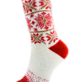 Angora Wool Socks – Ultra-Soft Snowflake Knit (Nix Scarlet)