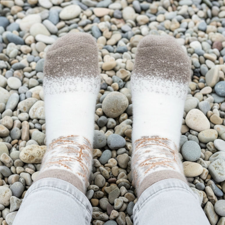 Angora Wool Socks – Ultra-Soft Snowflake Knit (Nix Grey)