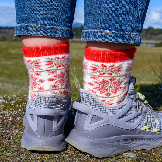 Nix Red - Ultra Soft Crew Socks | Wool & Bamboo