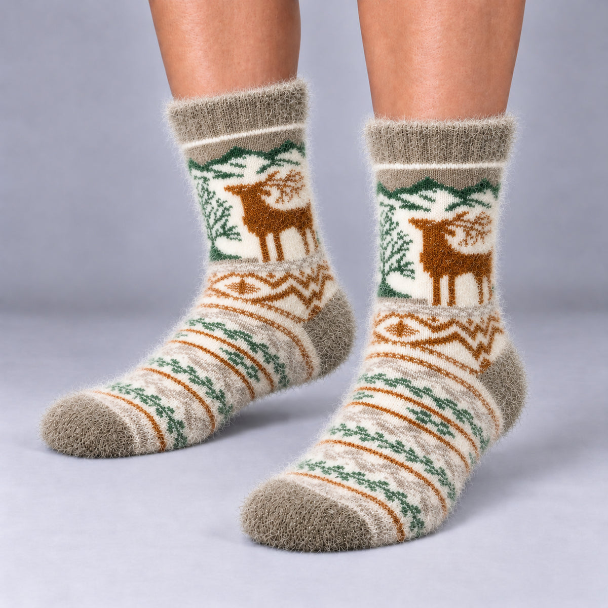 Angora Bamboo Crew Socks – Osier Nordic Reindeer