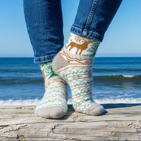 Angora Wool Socks – Ultra-Soft Deer Pattern (Osier)