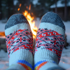 Colorado Flag Angora Wool Socks – Mountain Pattern Knit Socks (Pikes)