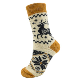 Nordic Snowflake Angora Wool Socks – Scandinavian Pattern Knit Socks (Polana)