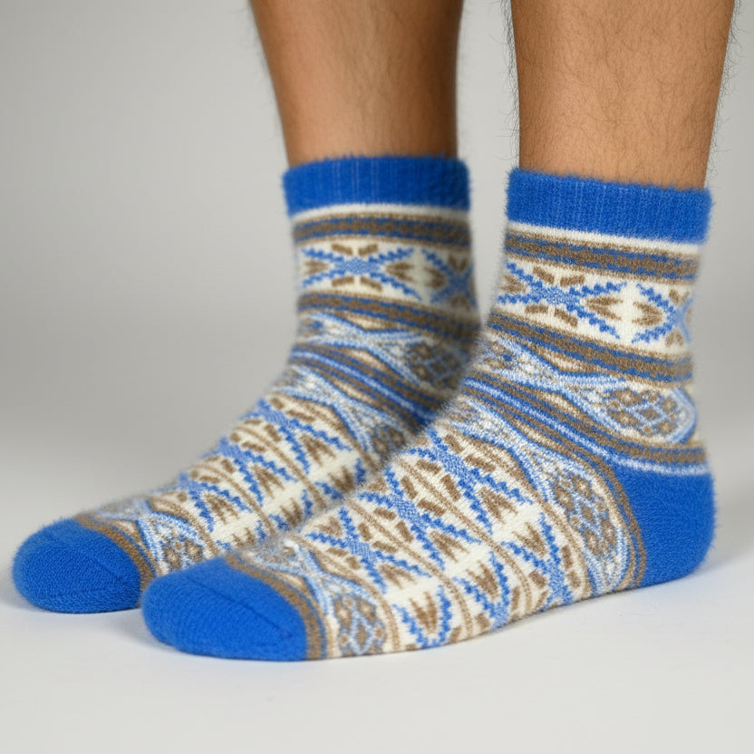 Ultra-Soft Angora Wool – Fair Isle Pattern Socks (Prunus)