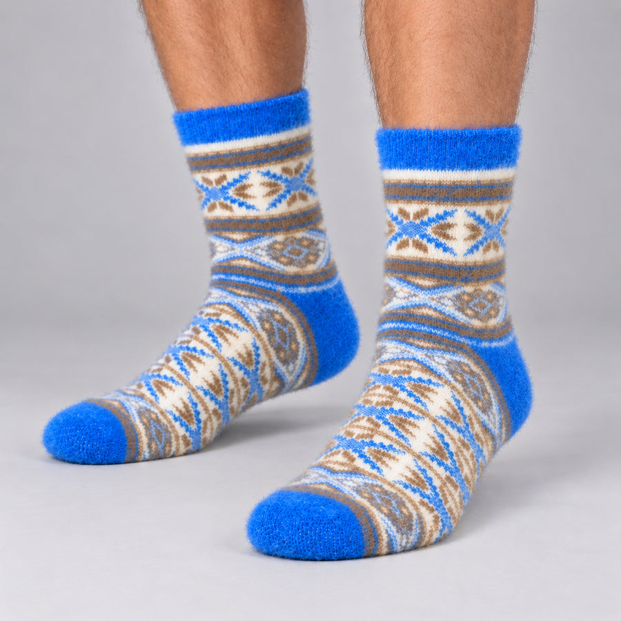 Ultra-Soft Angora Wool – Fair Isle Pattern Socks (Prunus)
