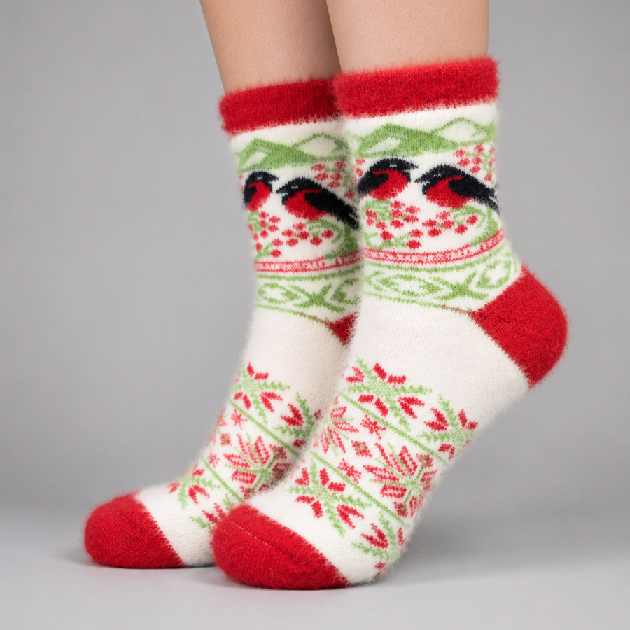 Ultra-Soft Angora Wool – Knit Design Socks (Robin)