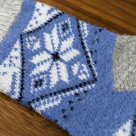 Nordic Snowflake Angora Wool Socks – Scandinavian Pattern Knit Socks (Rubus)