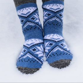 Nordic Snowflake Angora Wool Socks – Scandinavian Pattern Knit Socks (Rubus)