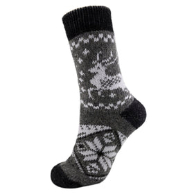 Nordic Fair Isle Angora Wool Socks – Scandinavian Pattern Knit Socks (Salix)