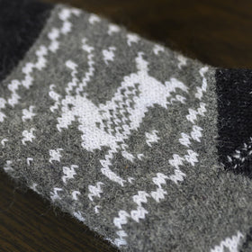 Nordic Fair Isle Angora Wool Socks – Scandinavian Pattern Knit Socks (Salix)