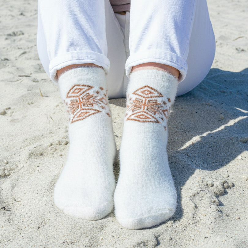 Sim Cream White - Ultra Soft Crew Socks | Wool & Bamboo