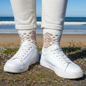 Angora Wool Socks – Ultra-Soft Nordic Star Knit (Sim White)