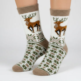 Sock with deer design on a white background