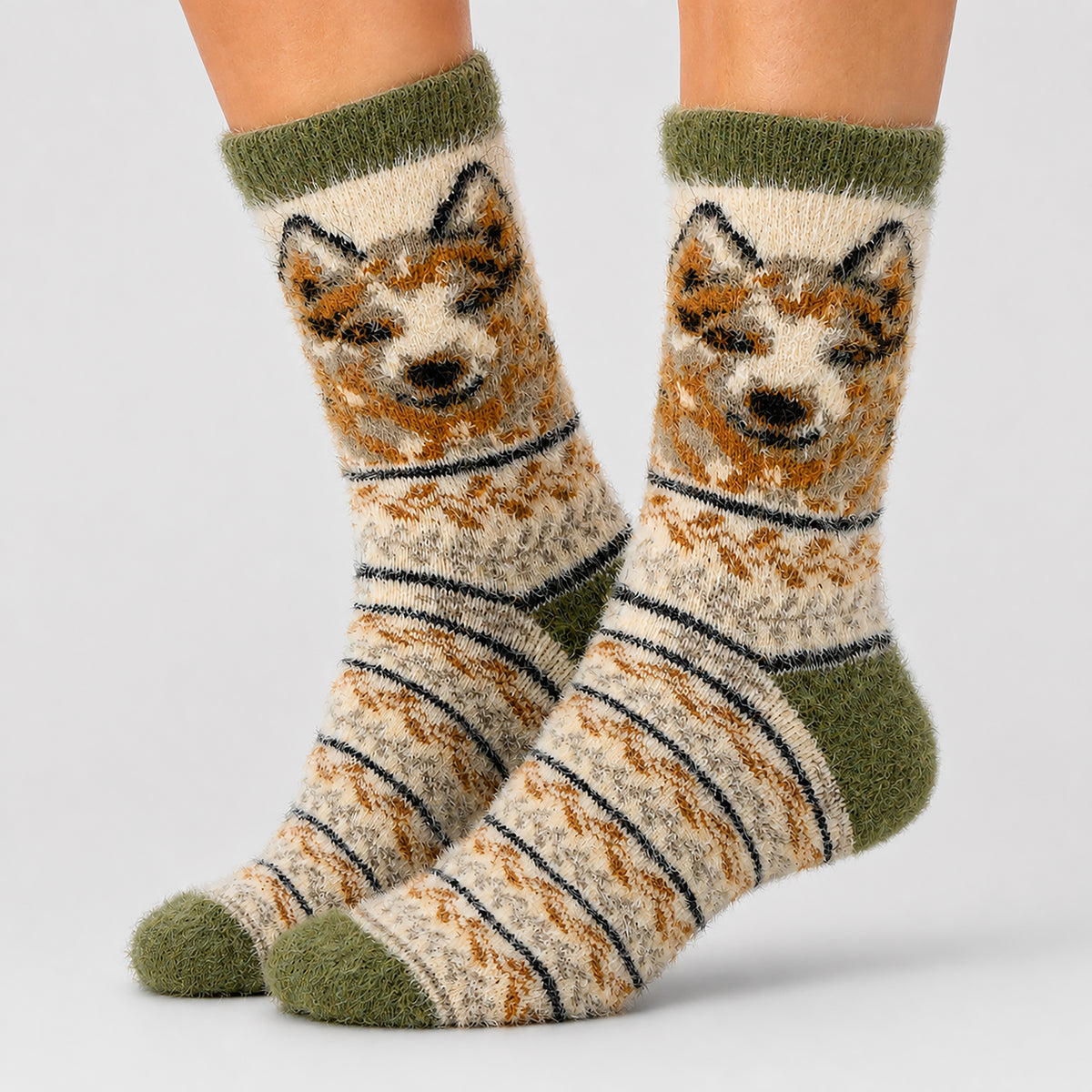 Ultra-Soft Angora Wool – Wolf Pattern Socks (Lupus)