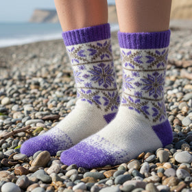 Ultra-Soft Angora Wool – Snowflake Knit Socks (Nix Blue)