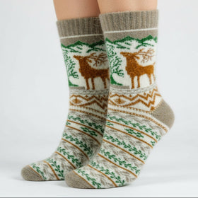 Sock with deer pattern on a white background