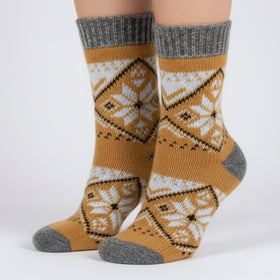 Knitted sock with a pattern on a white background